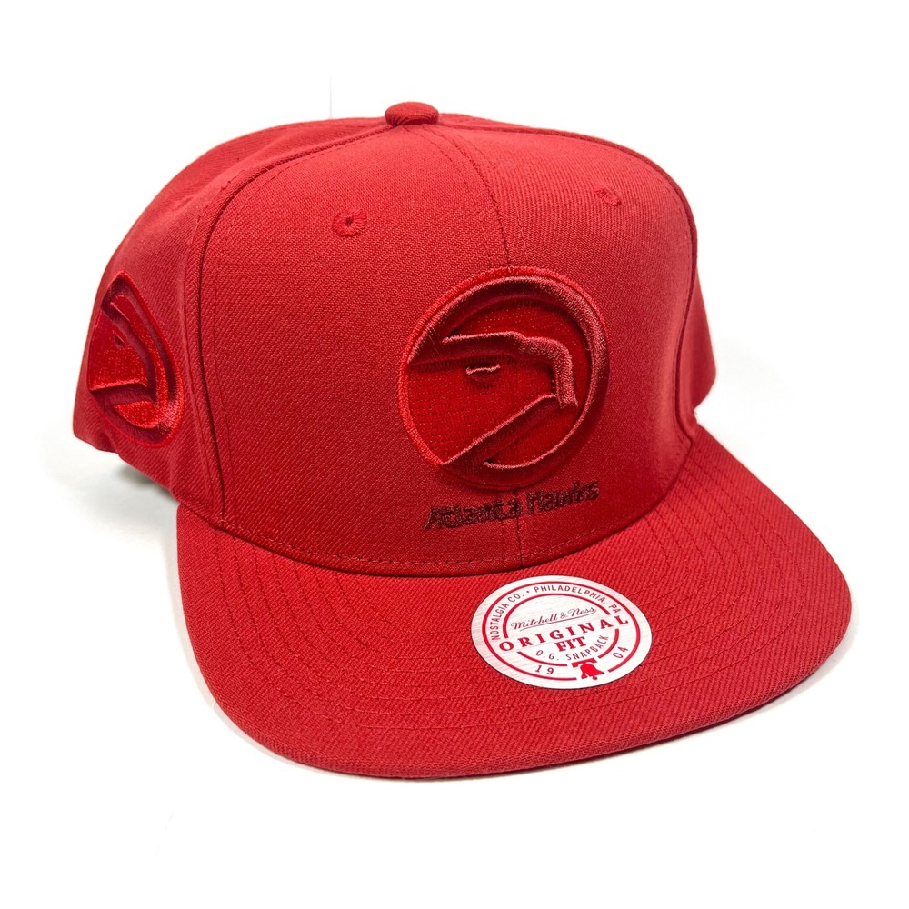 Mitchell & Ness Atlanta Hawks Monochromatic Snapback Hat Red On Red NBA Cap Vint